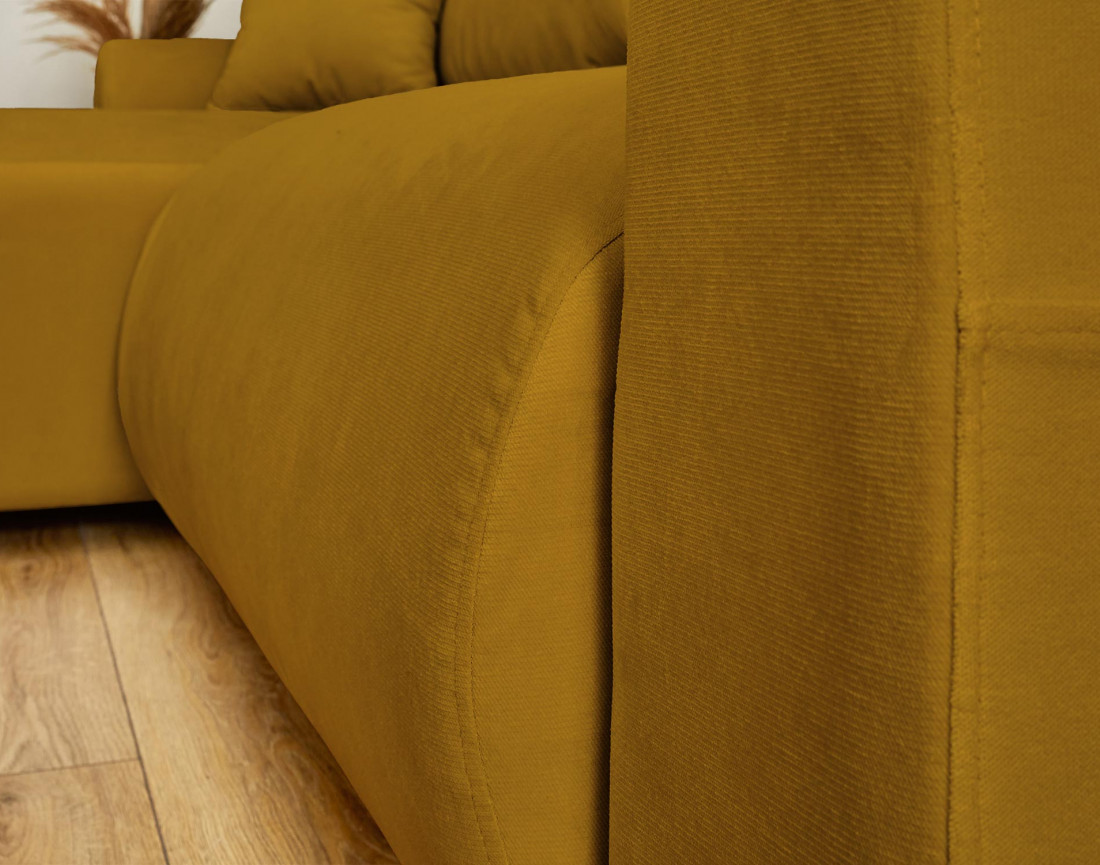 Canapé d'angle réversible convertible avec coffre et poches 4 places en velours Camélia