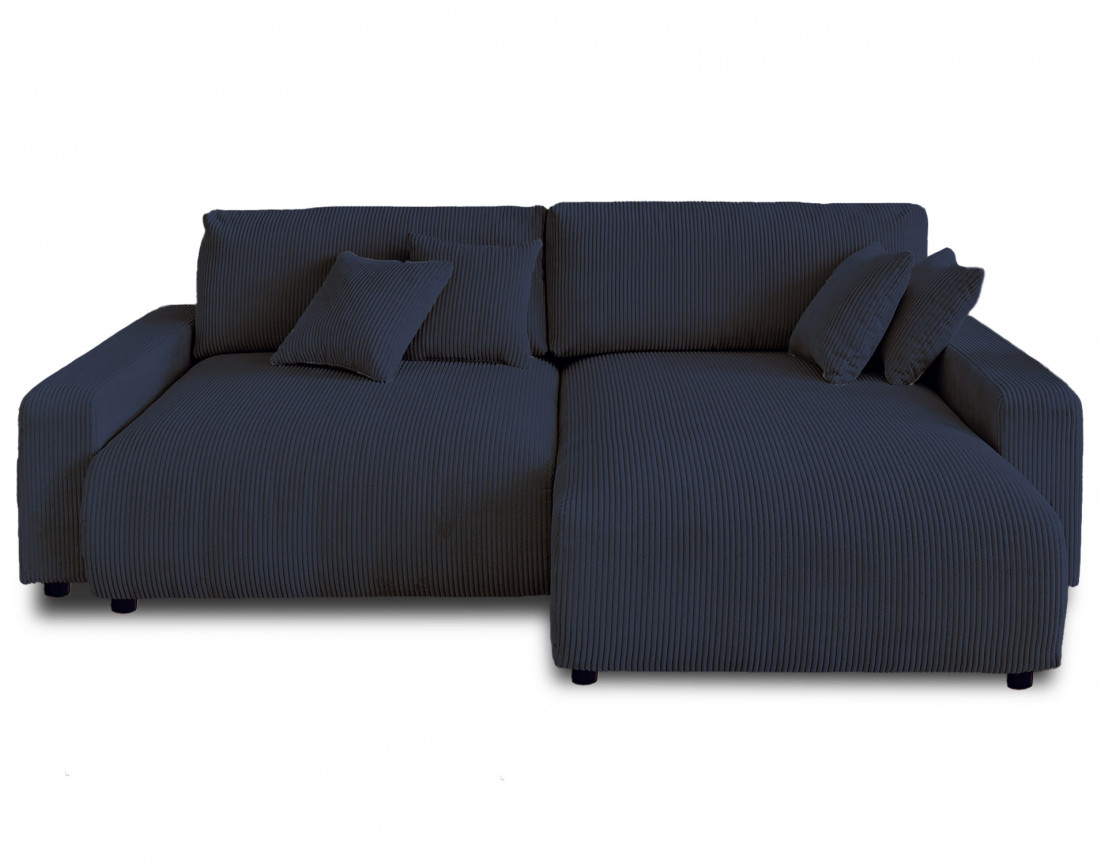 Canapé d'angle réversible convertible avec coffre 4 places en velours côtelé Pivoine