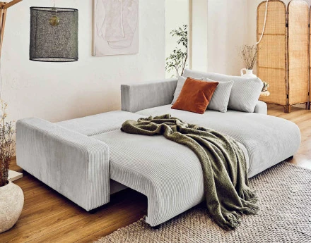 Canapé d'angle réversible convertible avec coffre 4 places en velours côtelé Pivoine