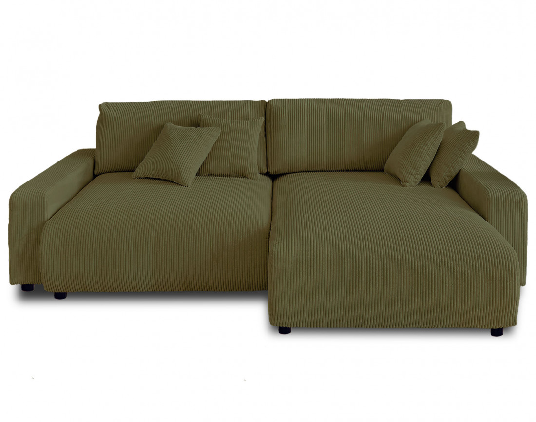 Canapé d'angle réversible convertible avec coffre 4 places en velours côtelé Pivoine