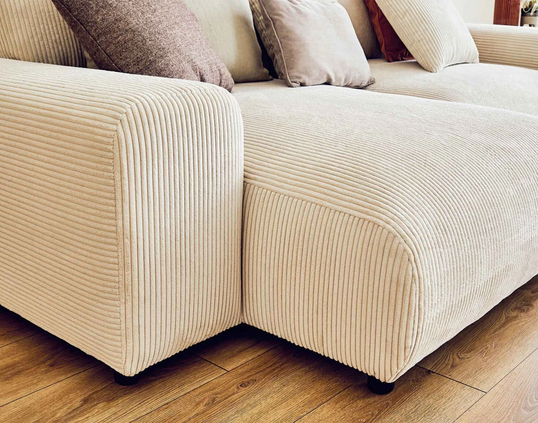 Canapé d'angle réversible 4 places en velours côtelé Garance