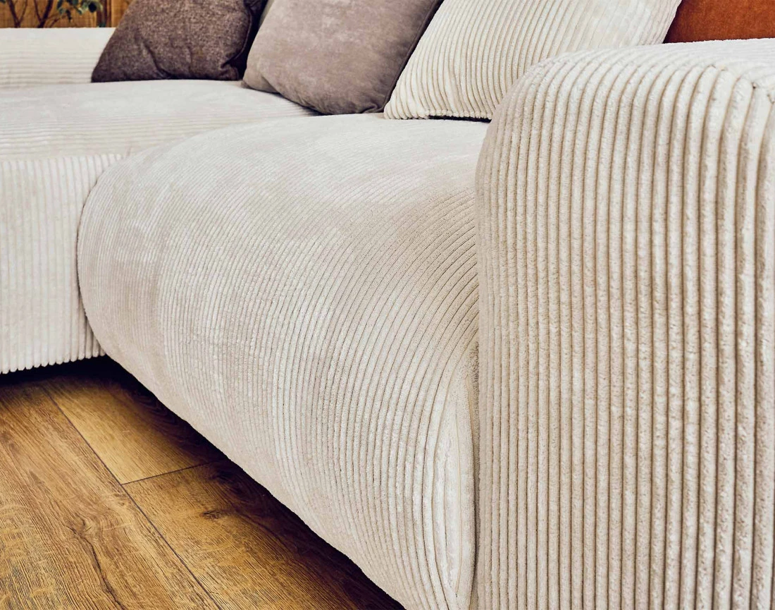 Canapé d'angle réversible 4 places en velours côtelé Garance