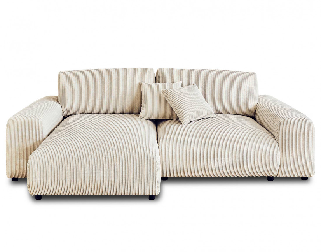 Canapé d'angle réversible 4 places en velours côtelé Garance