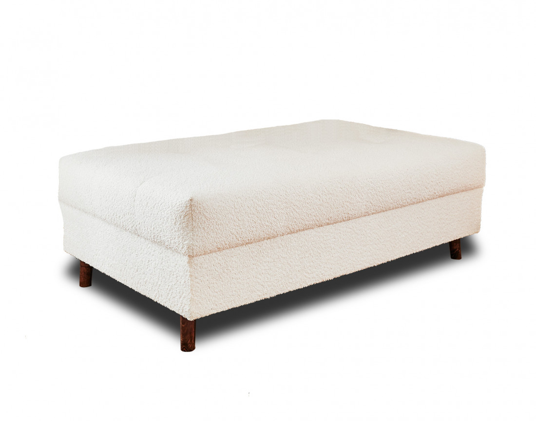 Canapé d'angle gauche 4 places avec pouf d'appoint en tissu bouclette Rune