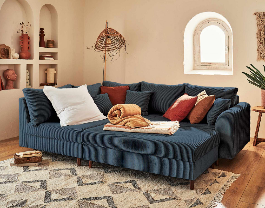 Pouf modulable en velours côtelé - Rune