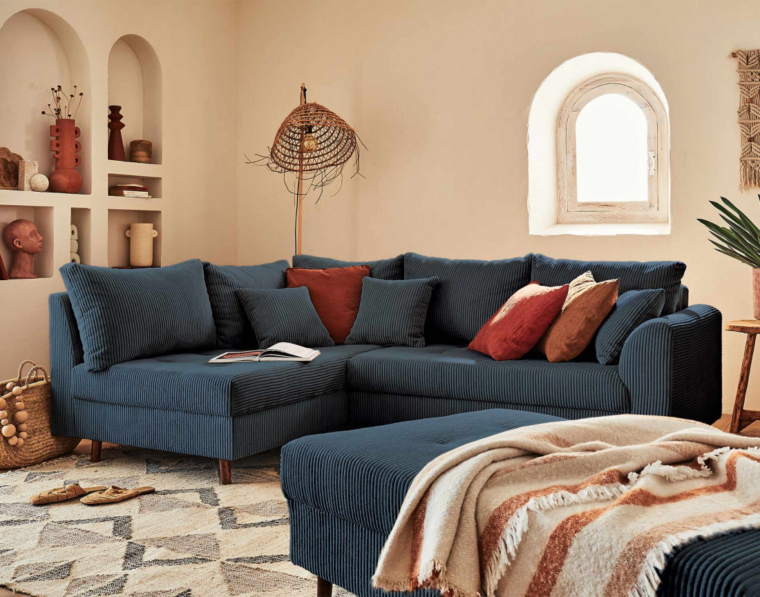Pouf modulable en velours côtelé - Rune