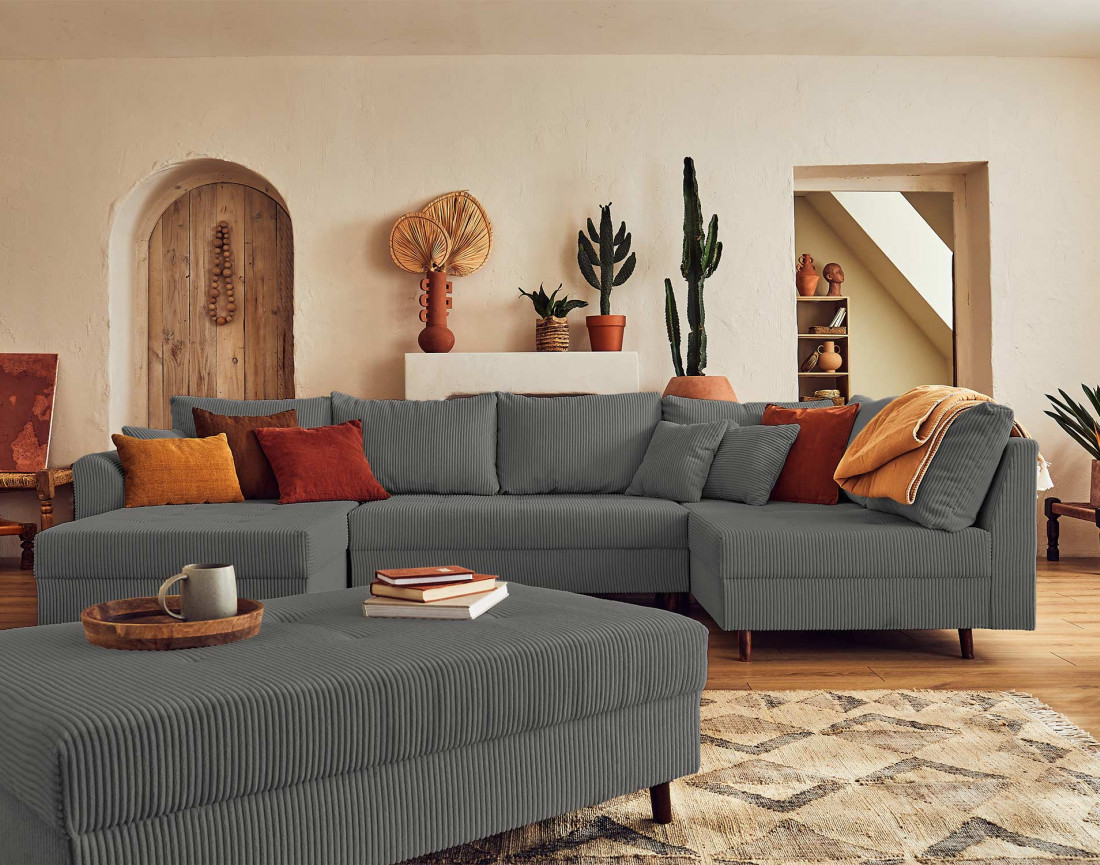 Pouf modulable en velours côtelé - Rune