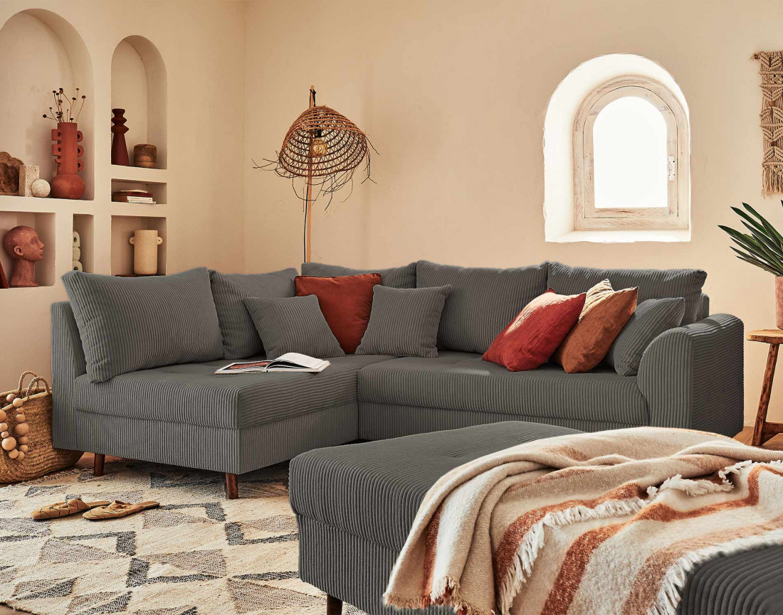 Pouf modulable en velours côtelé - Rune