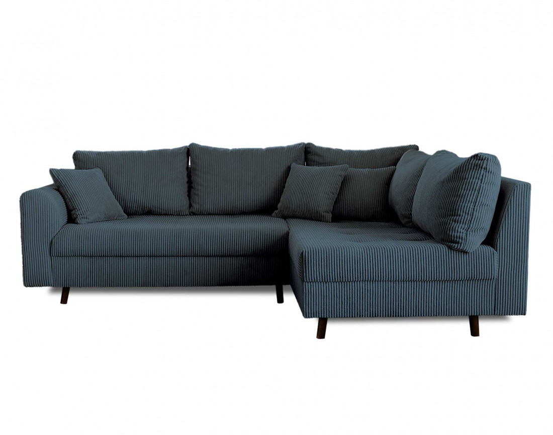Canapé d'angle droit - 4 places - en velours côtelé - Rune