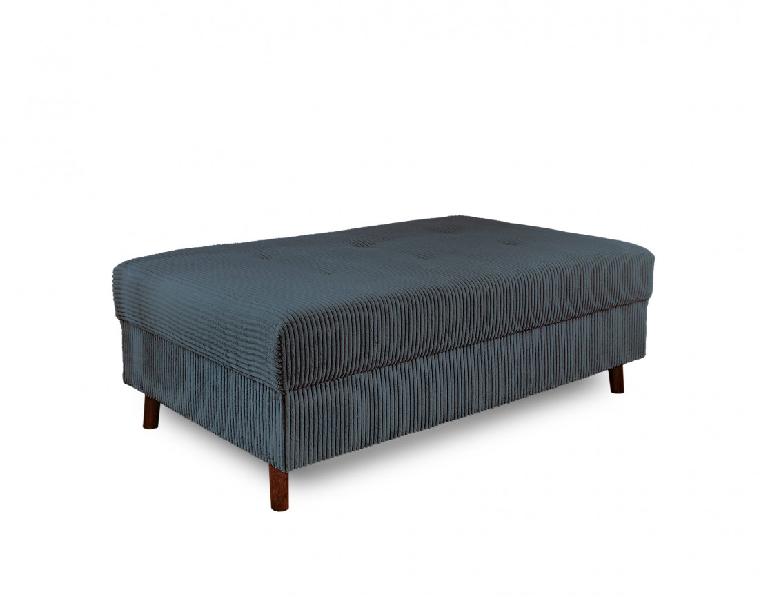 Canapé panoramique d'angle droit 7 places - avec pouf d'appoint - en velours côtelé - Rune