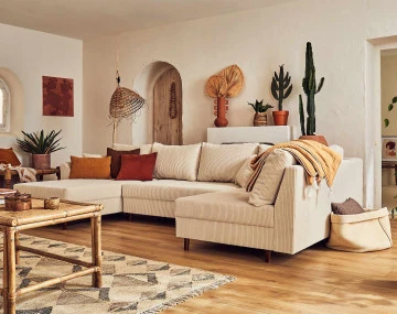 Canapé panoramique droit 7 places adapté aux animaux Rune - Best Mobilier