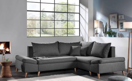 Rosa - Canapé d'angle scandinave droite convertible avec rangement - 258x196x85cm Rosa - Canapé d'angle scandinave droite convertible avec rangement - 258x196x85cm