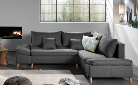 Rosa - Canapé d'angle scandinave droite convertible avec rangement - 258x196x85cm Rosa - Canapé d'angle scandinave droite convertible avec rangement - 258x196x85cm