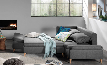 Rosa - Canapé d'angle scandinave droite convertible avec rangement - 258x196x85cm Rosa - Canapé d'angle scandinave droite convertible avec rangement - 258x196x85cm