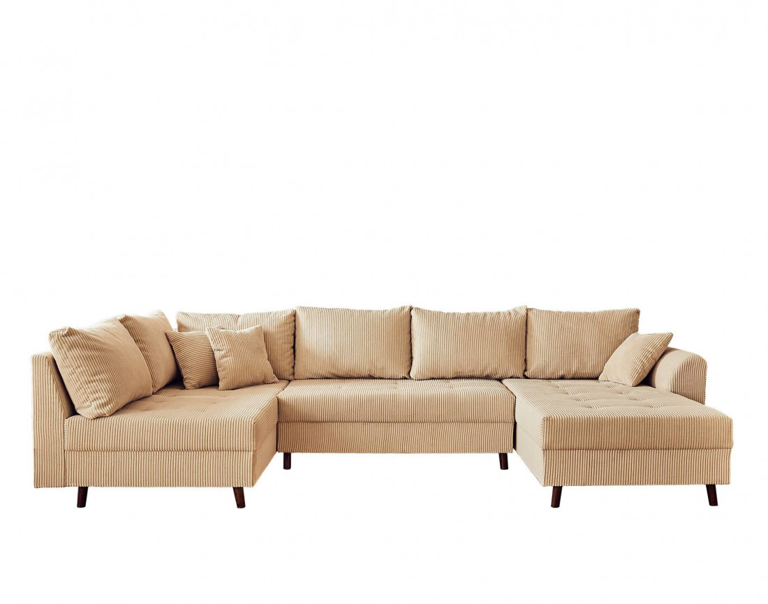 Canapé panoramique d'angle gauche 7 places - en velours côtelé - Rune Canapé panoramique d'angle gauche 7 places - en velours côtelé - Rune