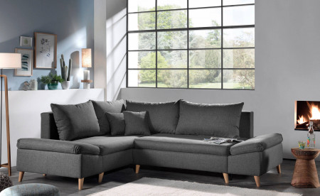 Rosa - Canapé d'angle scandinave gauche convertible avec rangement - 258x196x85cm Rosa - Canapé d'angle scandinave gauche convertible avec rangement - 258x196x85cm