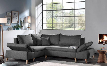 Rosa - Canapé d'angle scandinave gauche convertible avec rangement - 258x196x85cm Rosa - Canapé d'angle scandinave gauche convertible avec rangement - 258x196x85cm