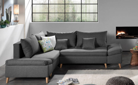 Rosa - Canapé d'angle scandinave gauche convertible avec rangement - 258x196x85cm Rosa - Canapé d'angle scandinave gauche convertible avec rangement - 258x196x85cm
