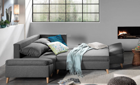 Rosa - Canapé d'angle scandinave gauche convertible avec rangement - 258x196x85cm Rosa - Canapé d'angle scandinave gauche convertible avec rangement - 258x196x85cm