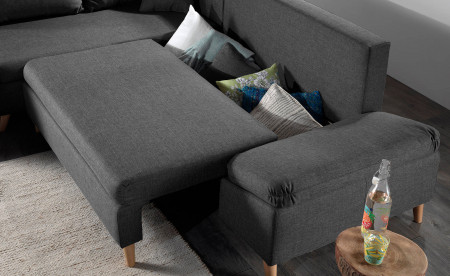 Rosa - Canapé d'angle scandinave gauche convertible avec rangement - 258x196x85cm Rosa - Canapé d'angle scandinave gauche convertible avec rangement - 258x196x85cm