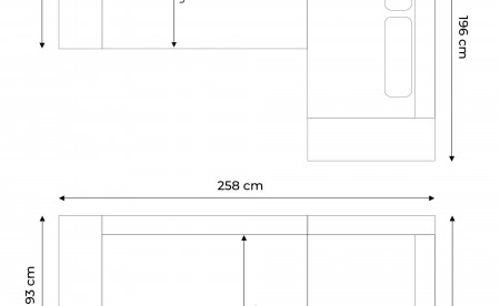 Rosa - Canapé d'angle scandinave droite convertible avec rangement - 258x196x85cm Rosa - Canapé d'angle scandinave droite convertible avec rangement - 258x196x85cm