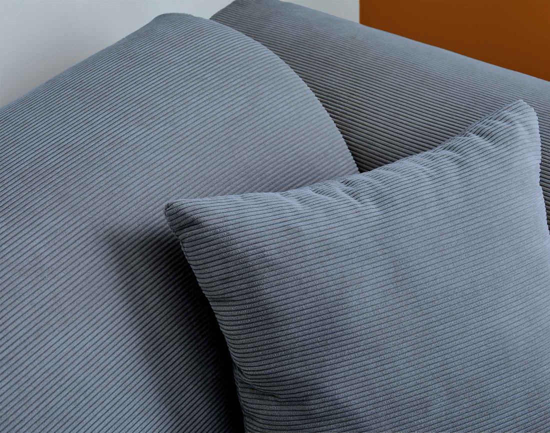 Canapé d'angle gauche 4 places en velours côtelé Aumance