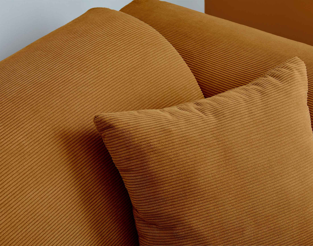 Canapé d'angle gauche 4 places en velours côtelé Aumance