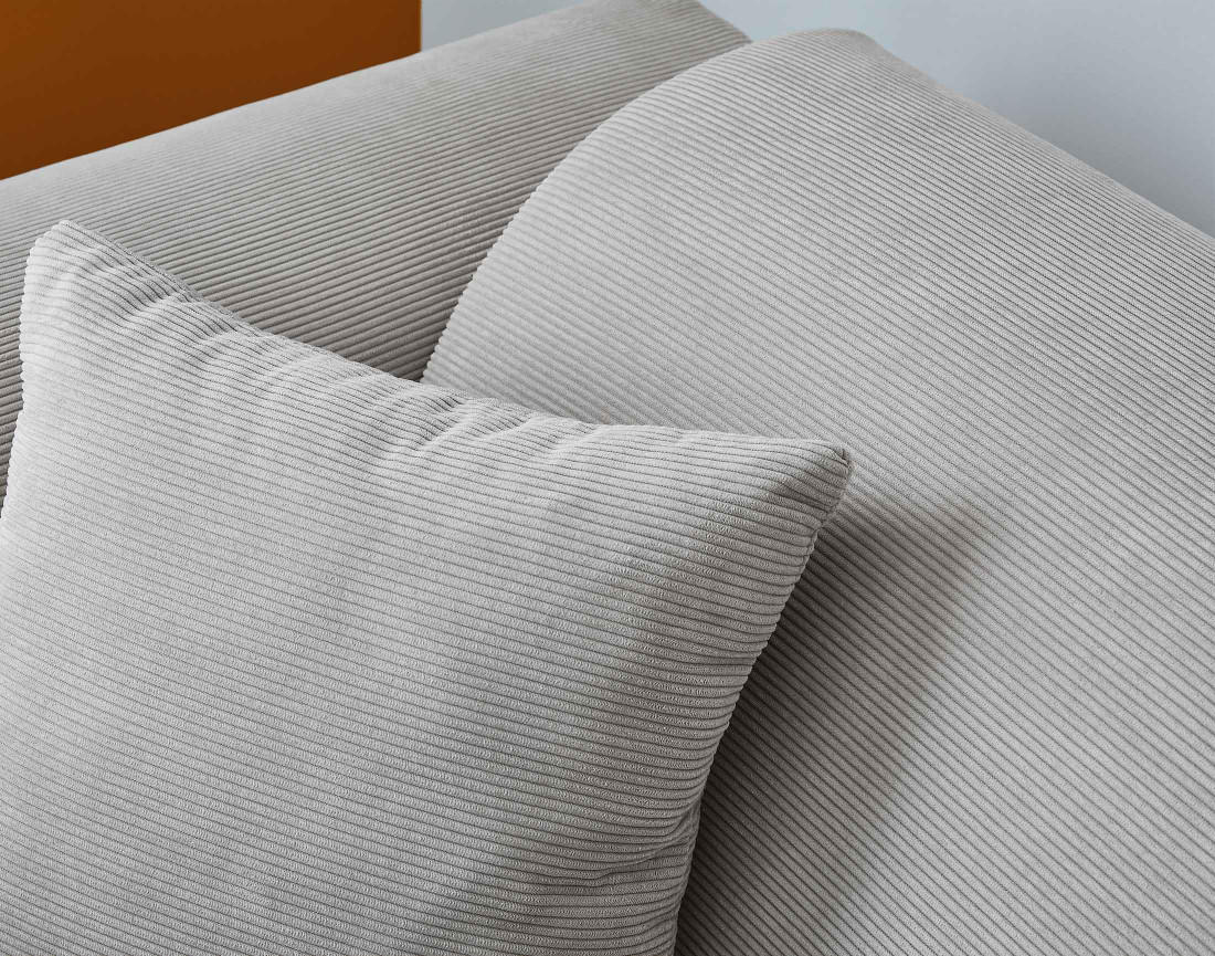 Canapé d'angle droit 4 places en velours côtelé Aumance