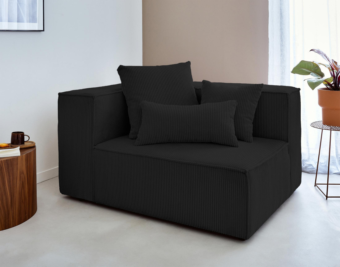 Canapé modulable d'angle droit 6 places en velours côtelé Colombine Canapé modulable d'angle droit 6 places en velours côtelé Colombine