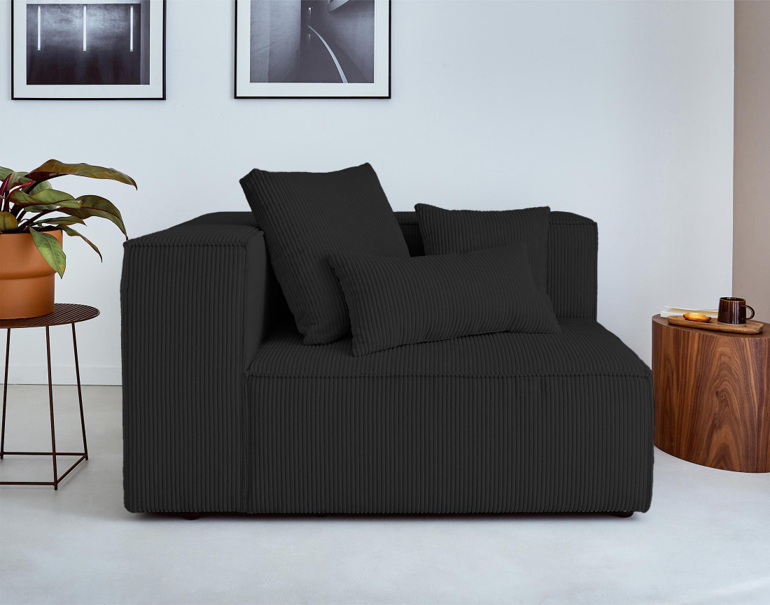 Canapé modulable d'angle droit 6 places en velours côtelé Colombine Canapé modulable d'angle droit 6 places en velours côtelé Colombine