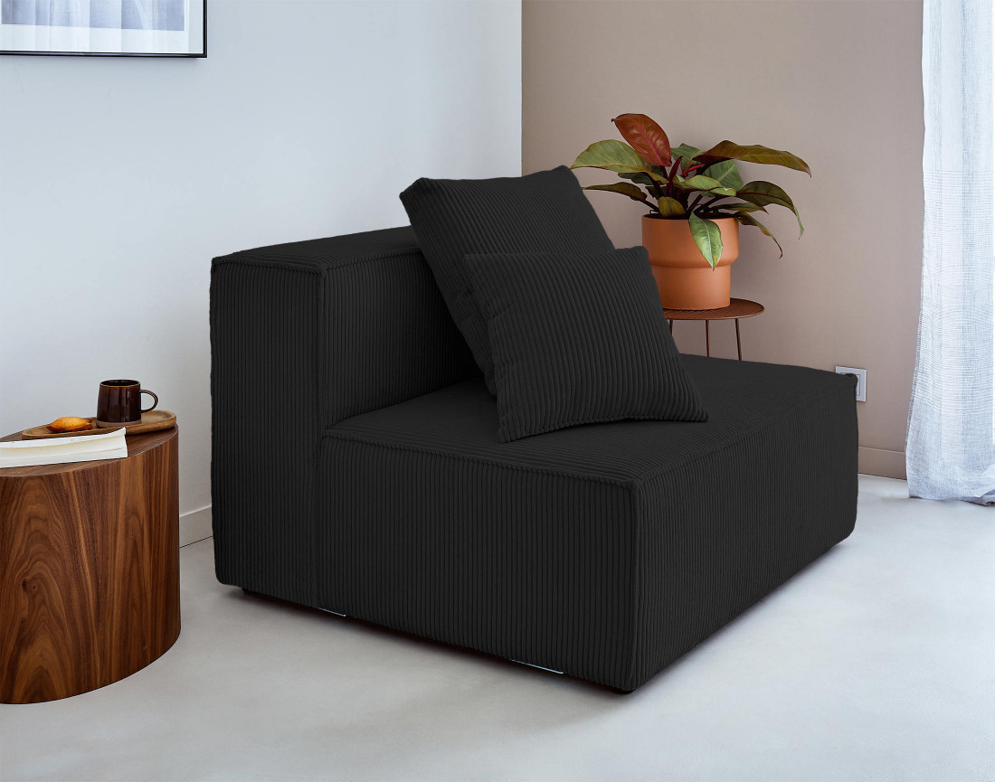 Canapé modulable d'angle droit 6 places en velours côtelé Colombine Canapé modulable d'angle droit 6 places en velours côtelé Colombine