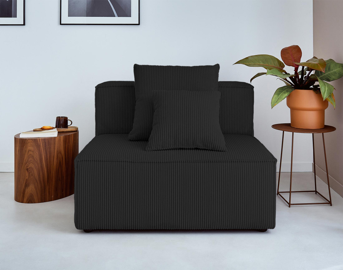Canapé modulable d'angle droit 6 places en velours côtelé Colombine Canapé modulable d'angle droit 6 places en velours côtelé Colombine