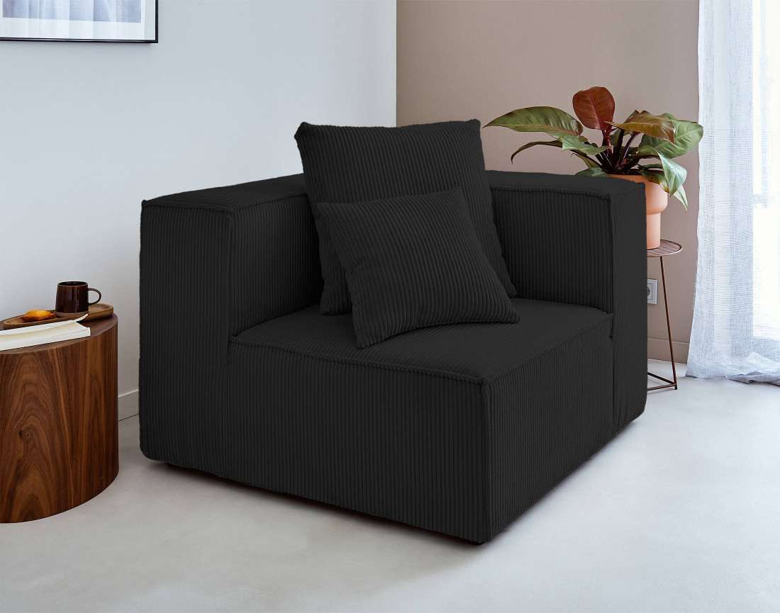 Canapé modulable d'angle droit 6 places en velours côtelé Colombine Canapé modulable d'angle droit 6 places en velours côtelé Colombine