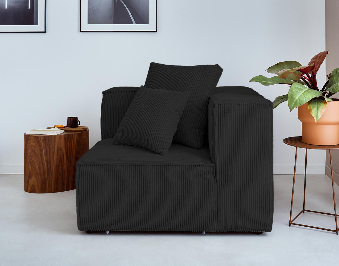 Canapé modulable d'angle droit 6 places en velours côtelé Colombine Canapé modulable d'angle droit 6 places en velours côtelé Colombine