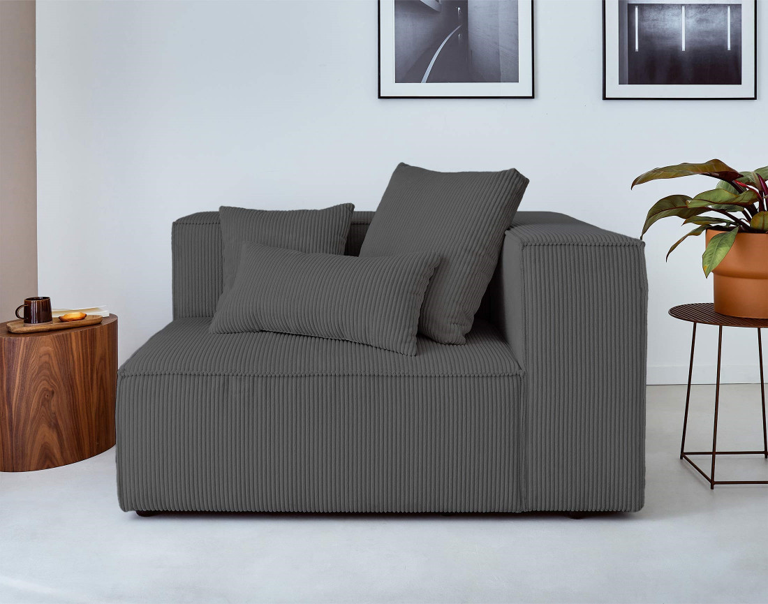 Canapé modulable d'angle gauche 6 places en velours côtelé Colombine