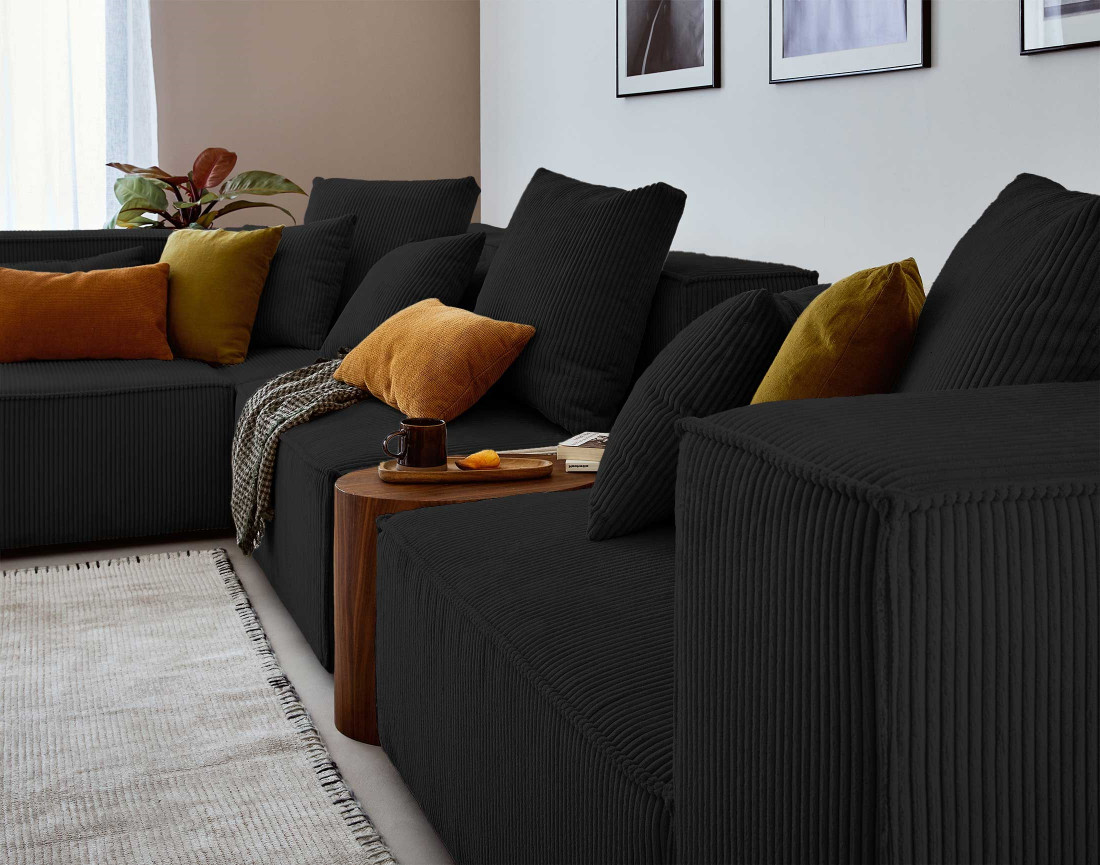 Canapé modulable d'angle gauche 6 places en velours côtelé Colombine Canapé modulable d'angle gauche 6 places en velours côtelé Colombine