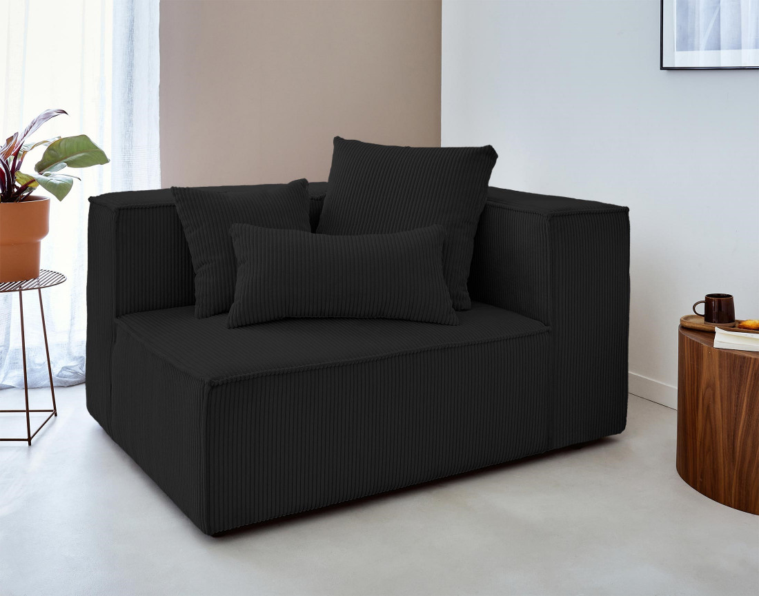 Canapé modulable d'angle gauche 6 places en velours côtelé Colombine Canapé modulable d'angle gauche 6 places en velours côtelé Colombine