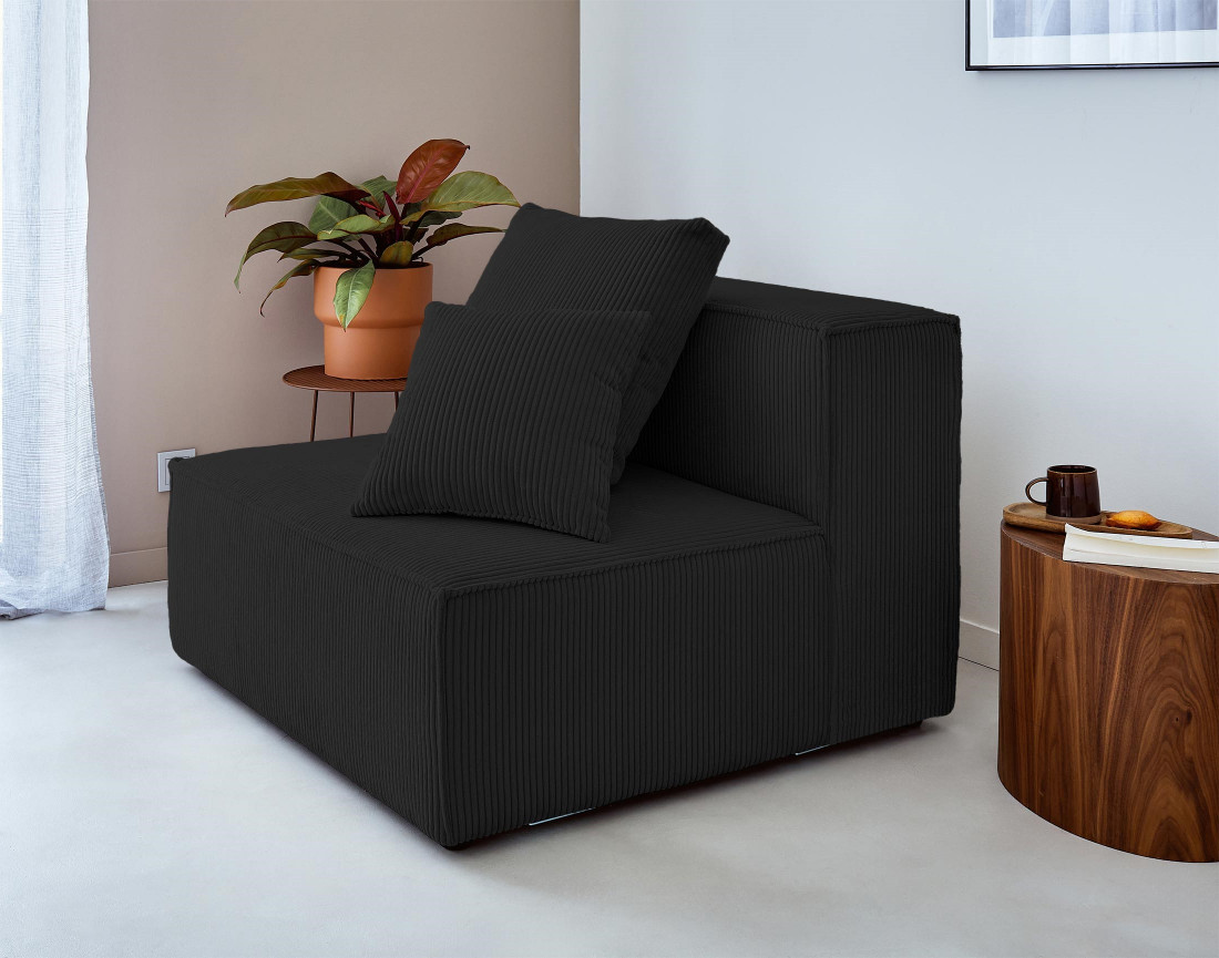 Canapé modulable d'angle gauche 6 places en velours côtelé Colombine Canapé modulable d'angle gauche 6 places en velours côtelé Colombine