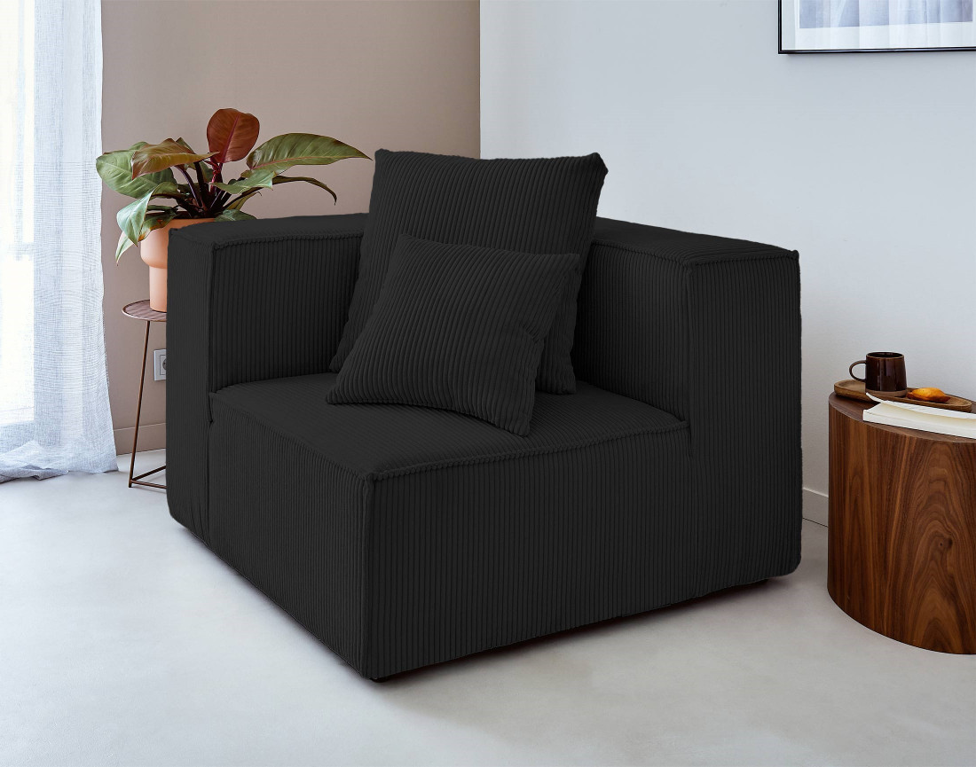 Canapé modulable d'angle gauche 6 places en velours côtelé Colombine Canapé modulable d'angle gauche 6 places en velours côtelé Colombine