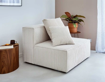 Module d'assise sans accoudoirs en velours côtelé Colombine