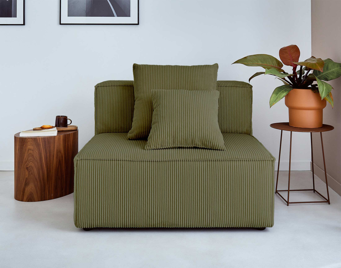 Module d'assise sans accoudoirs en velours côtelé Colombine