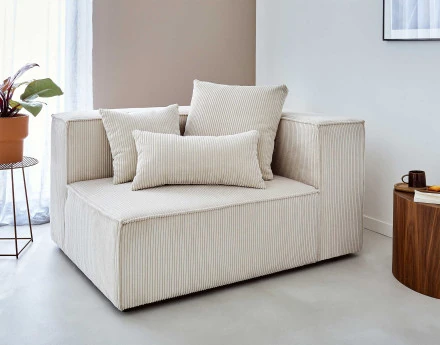 Module d'assise droit en velours côtelé Colombine