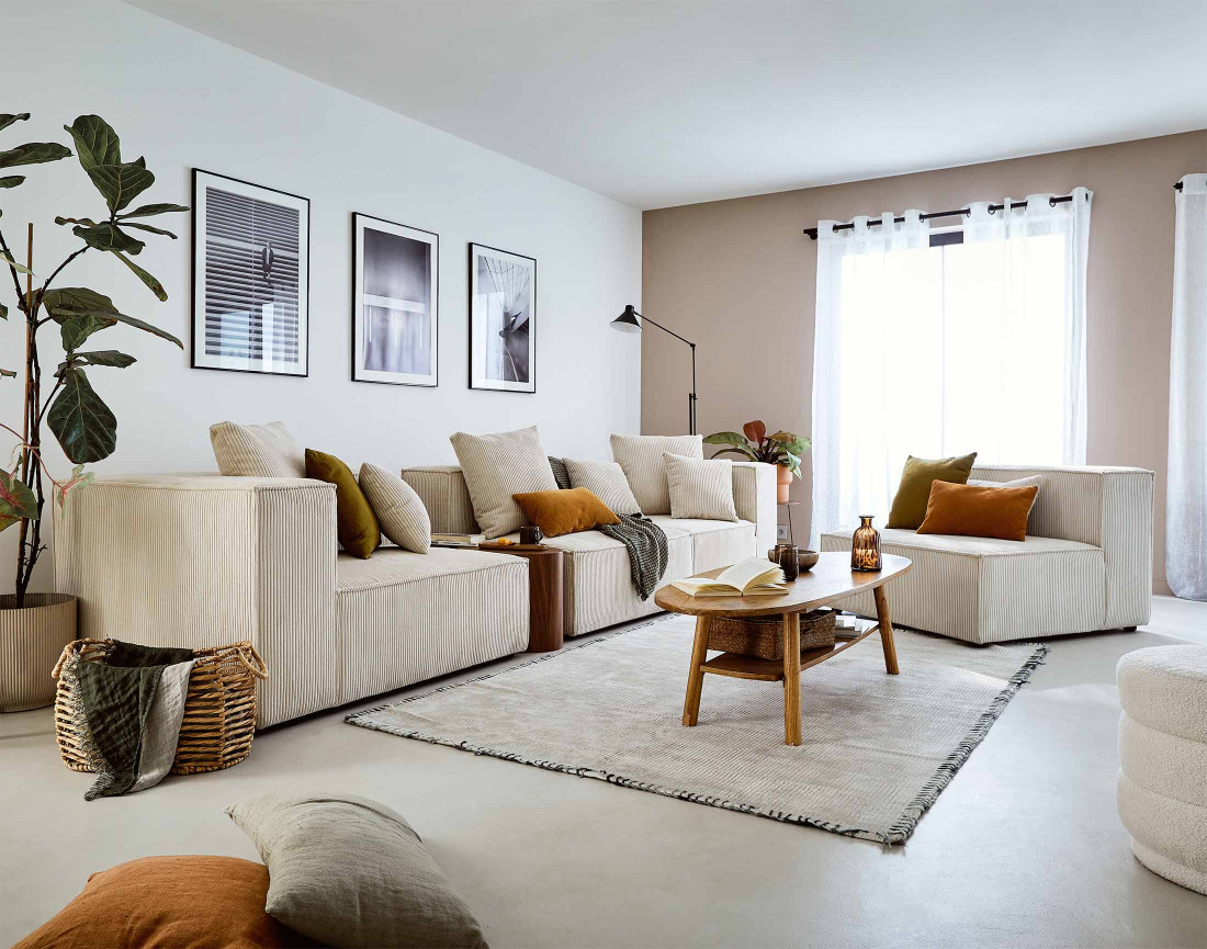 Module d'assise gauche en velours côtelé Colombine