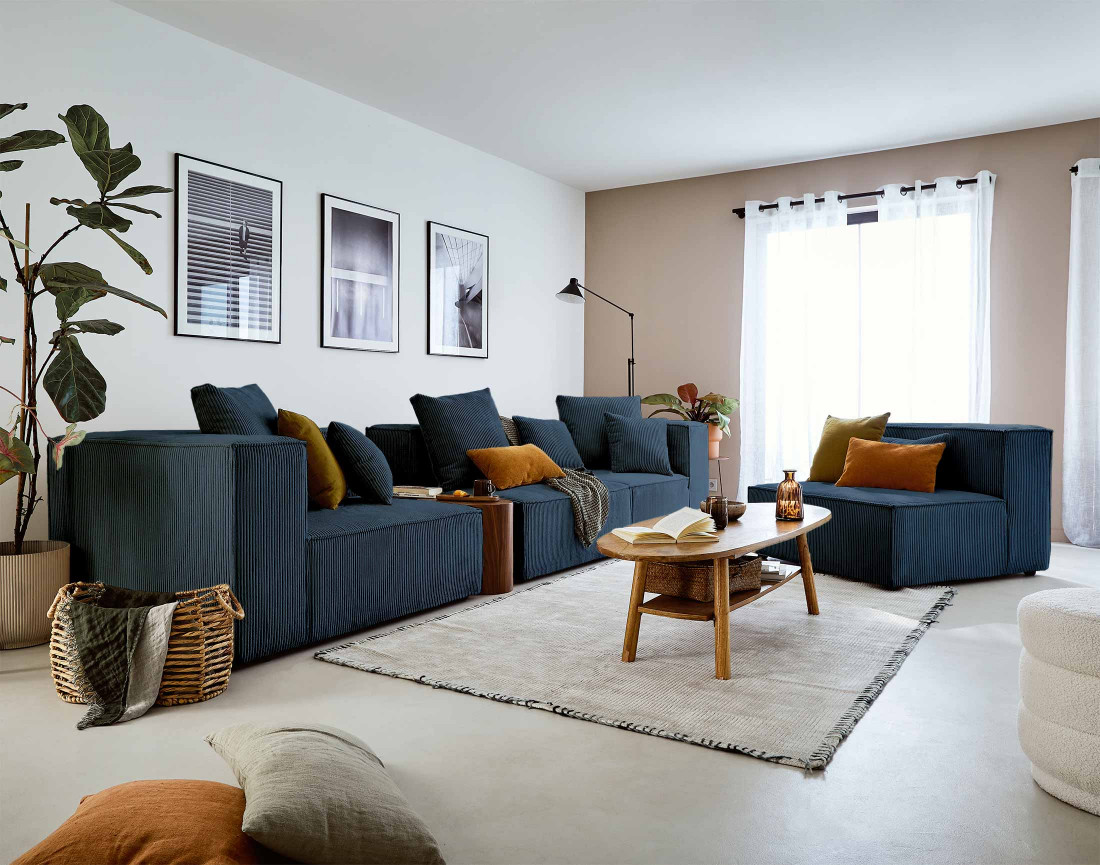 Module d'assise gauche en velours côtelé Colombine