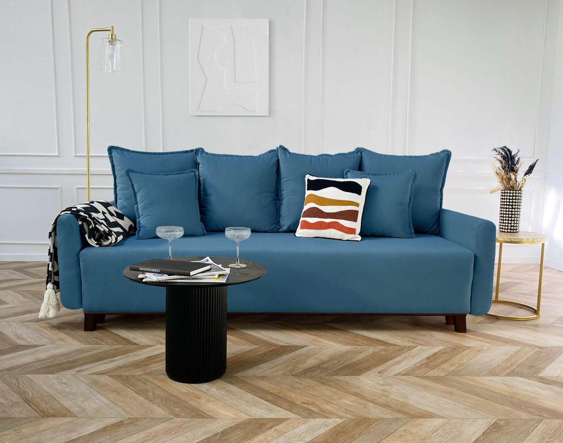 Canapé 3 places convertible avec coffre en velours Apia