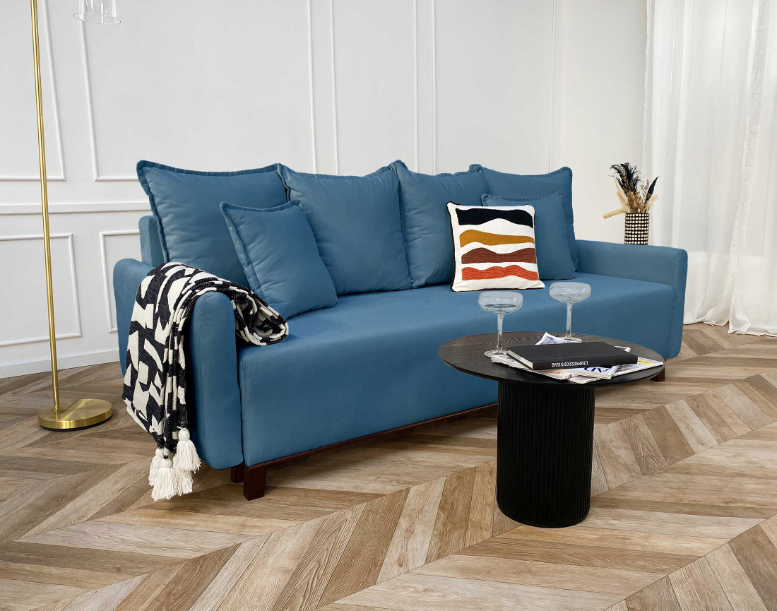 Canapé 3 places convertible avec coffre en velours Apia