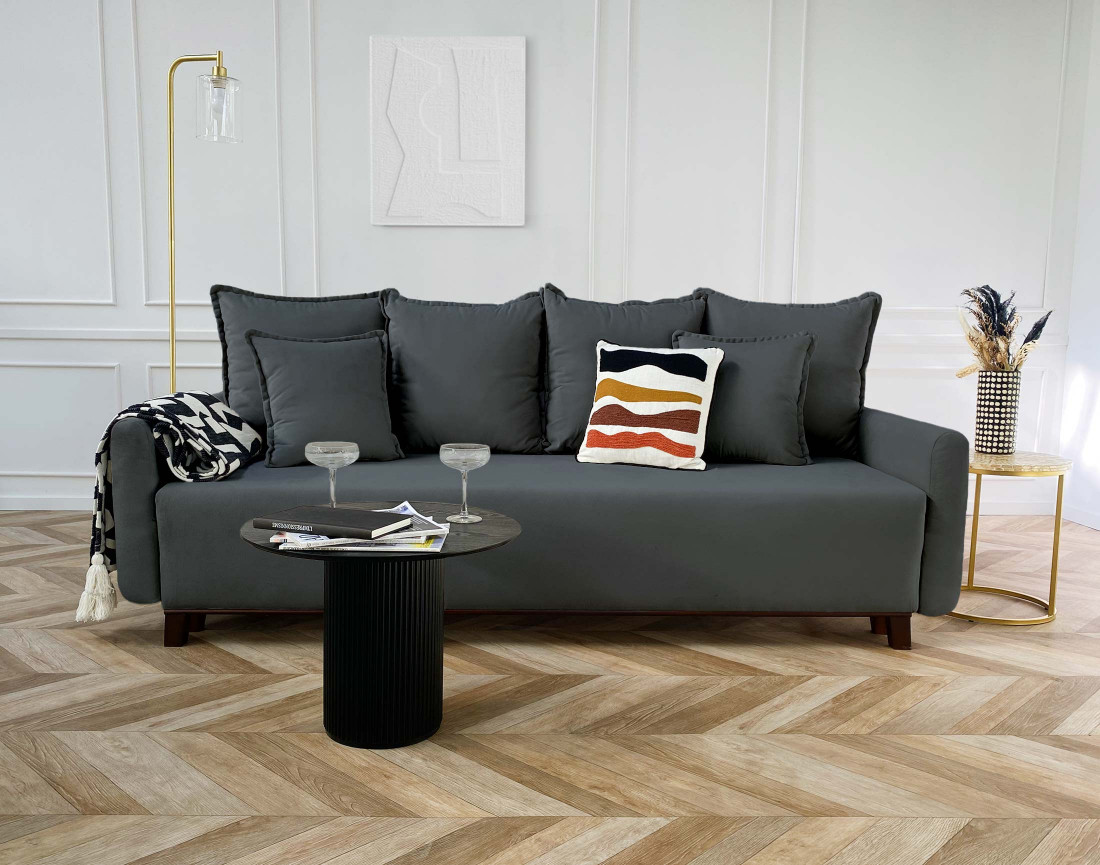 Canapé 3 places convertible avec coffre en velours Apia