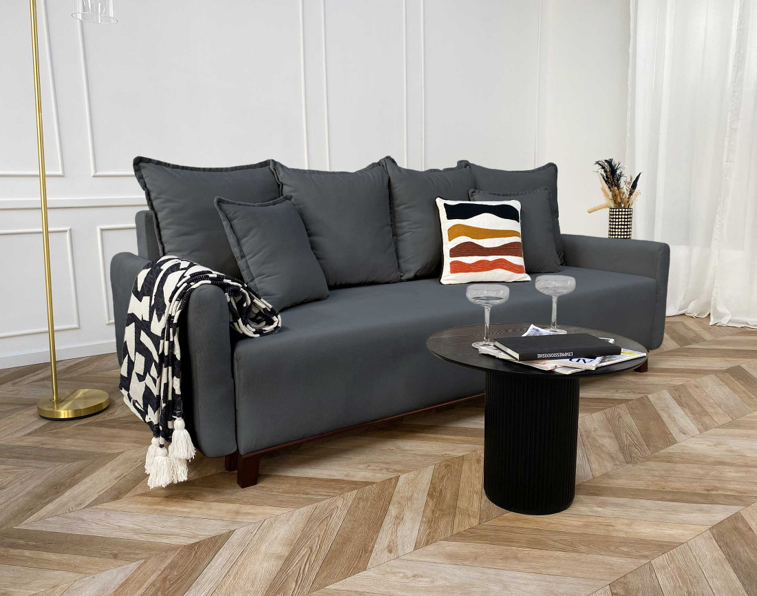 Canapé 3 places convertible avec coffre en velours Apia