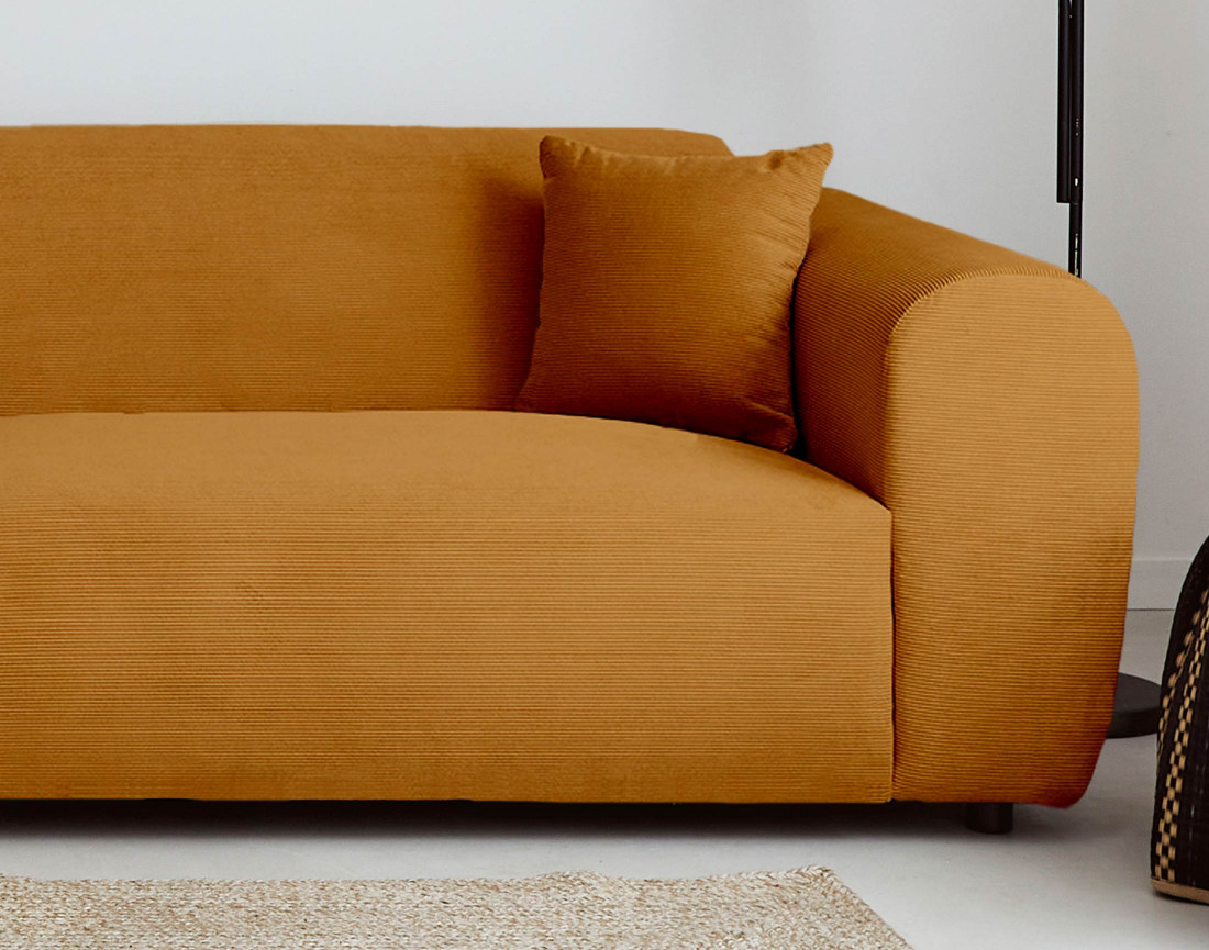 Canapé d'angle gauche 4 places en velours côtelé Aumance