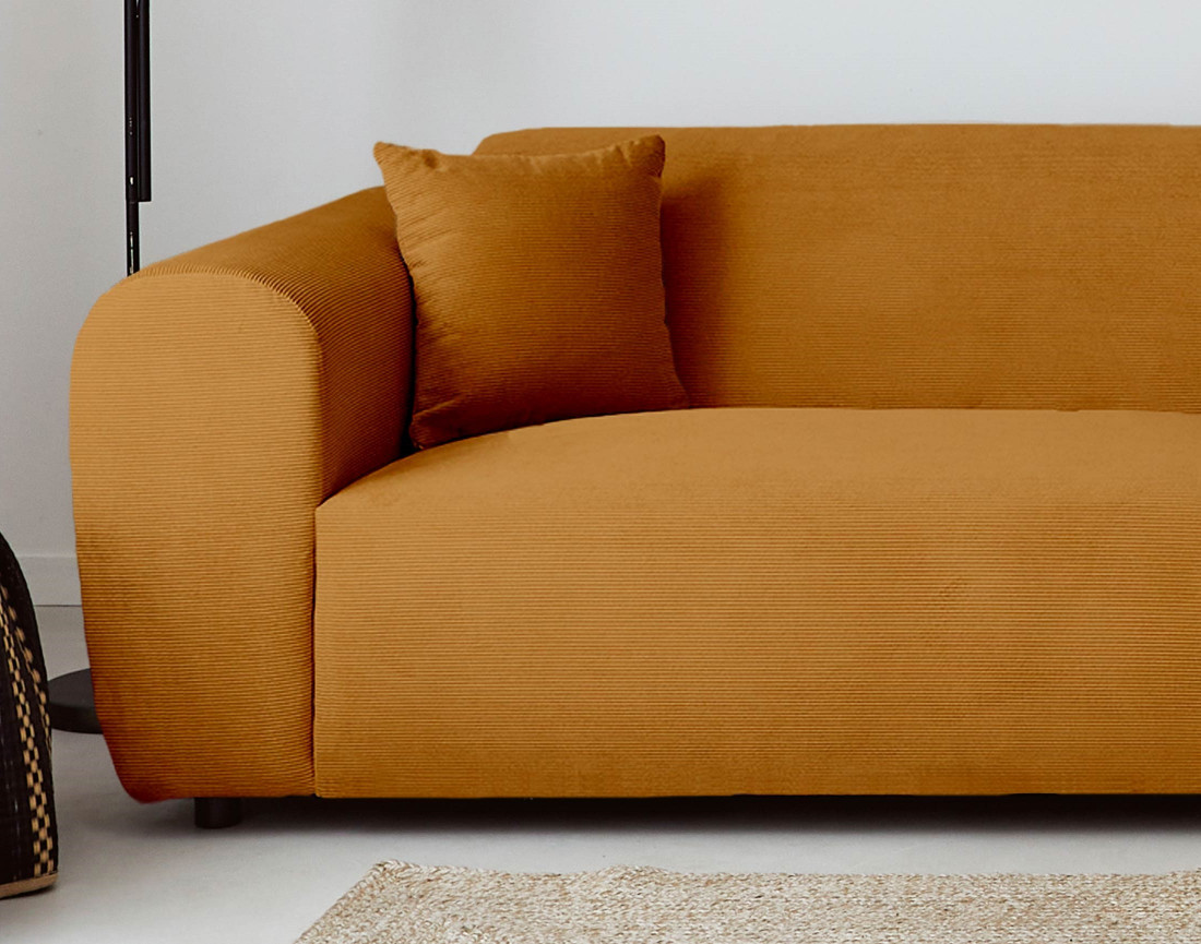 Canapé d'angle droit 4 places en velours côtelé Aumance